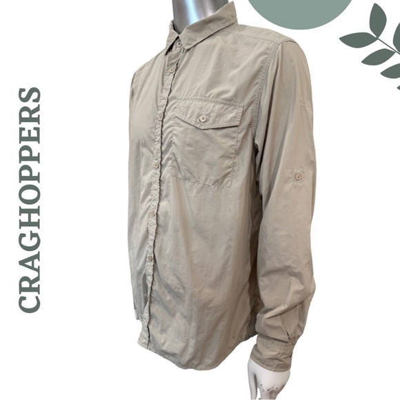 🛍️3/$40 Craghoppers Lightweight Anti-Insect Shirt Beige Long Sleeve   Large - Picture 4 of 6